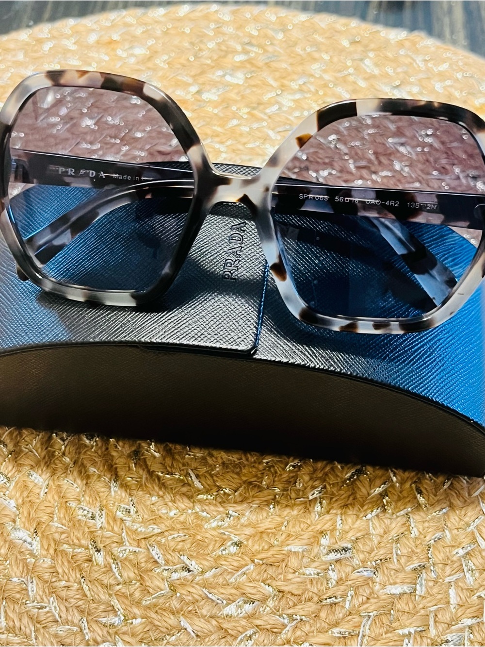 Prada Gray Tortoise Oversized Octogon Sunglasses. Like New - Picture 8 of 11